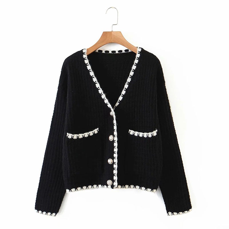Ladies White Cardigan Contrast Edge Design Long Sleeve Sweater – Sweater and Ladies Sweater price
