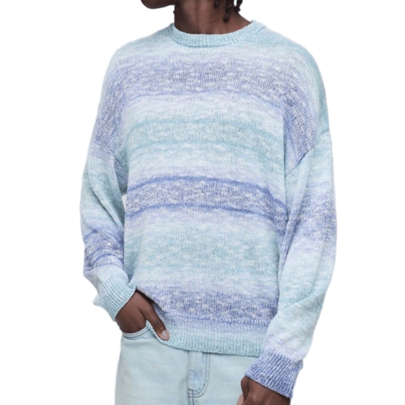 Oversize Blue Multi-Color Striped Knit Sweater for Men – Stripe Men Pullover Sweater and Oversize Sweater price