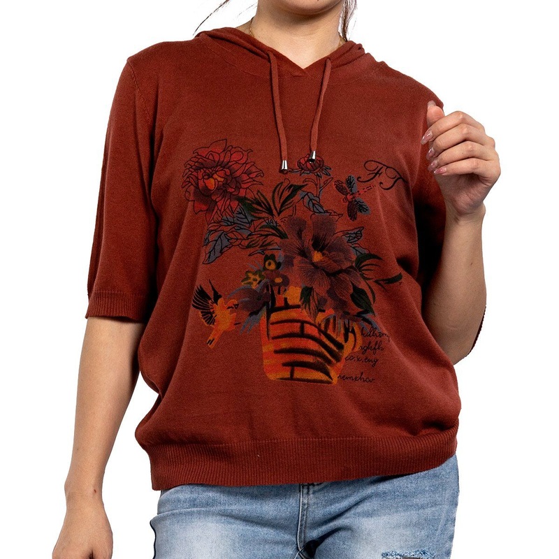 Spring Summer Dark Knitted Printed Pullover Sweatshirt Hoodie Sweaters for Women – Sweater Shirt and Women Sweater price