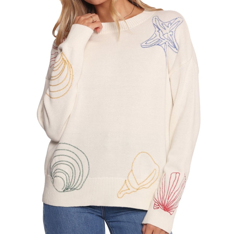 White Color Women Pullover Sweater with Embroidery – Women Sweater and Knit Sweater price