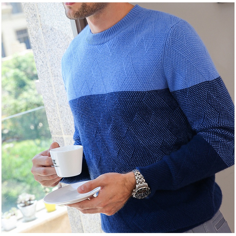 Wholesale Mens Winter Sweater New Stripe Thickened Cashmere Pull Over Jumper. – Mens Winter Chunky Sweater and Cashmere Knit Men Sweater price