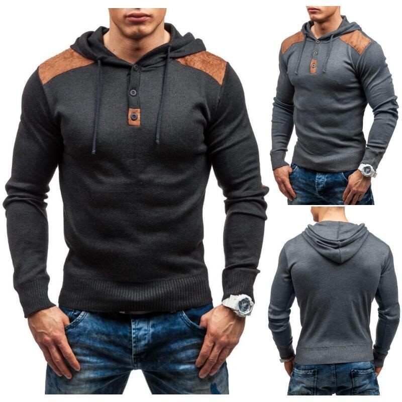 Winter Custom Hooded Men Solid Slim Knitted Pullover Sweater – Pullover Sweater and Mens Hooded Sweater price