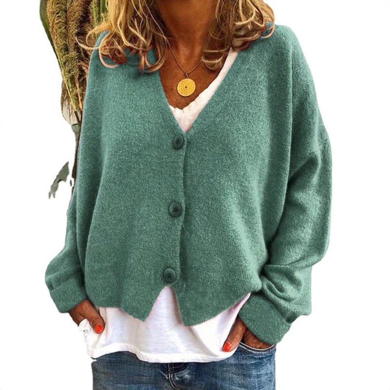 Women Knitted Sweater Cardigan Solid Color Long Sleeve Sweater – Women Sweater and Knitted Sweater price