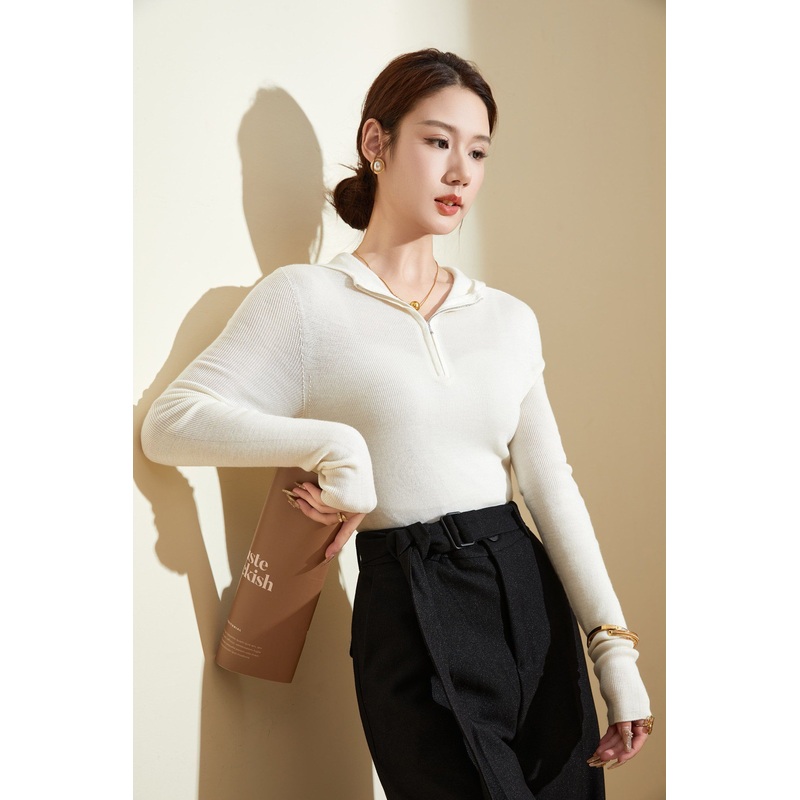 Womens 100% Premium Merino Wool Hooded Slim-Fit Seamless Base Layer Sweater – Wool Sweater and Womens Sweater price