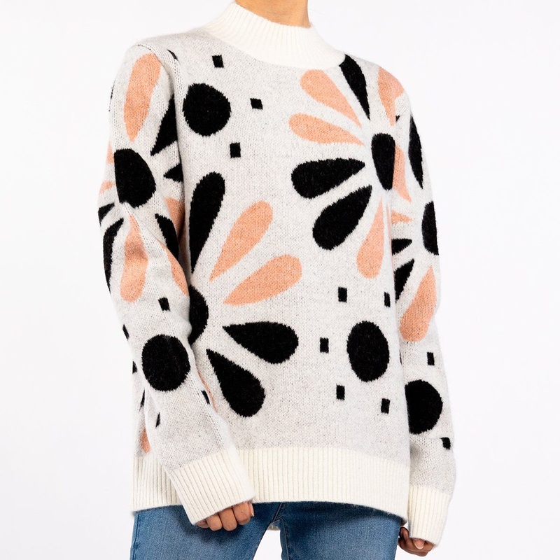 Womens Design Winter High Neck Long Sleeve Knit Slim Jacquard Sweater – Autumn Sweater and Sweaters Women Tops price
