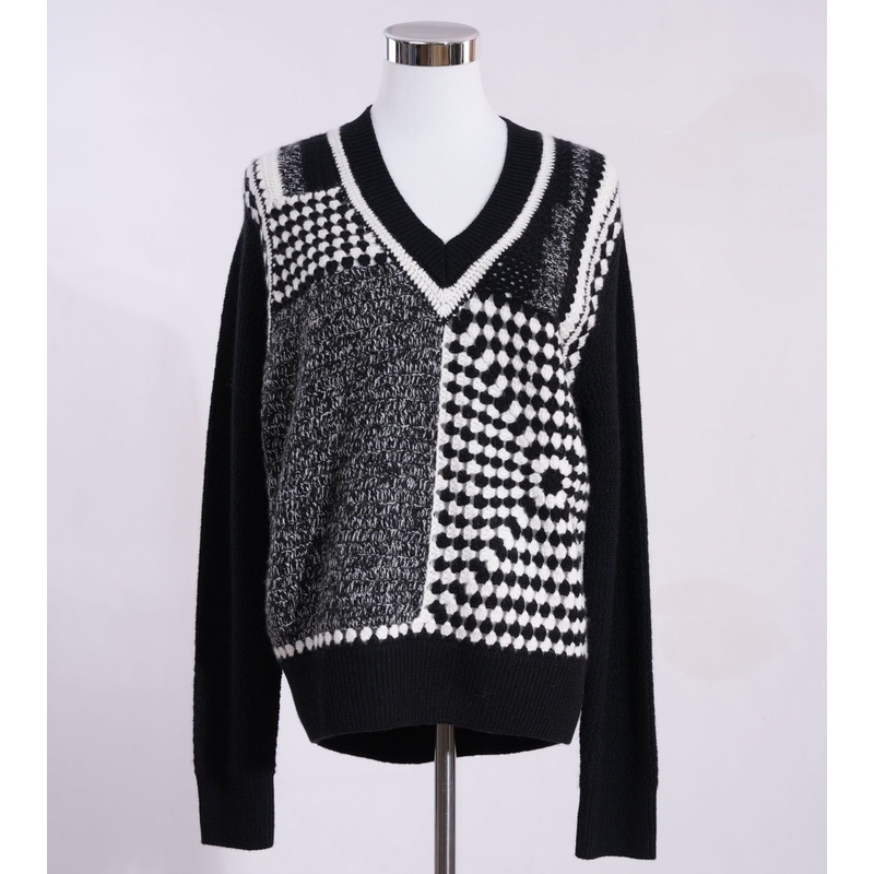 Womens Winter Black Pure Cashmere Sweater 392g Modern Asymmetric Print Statement – Pullover Sweater and Womens Sweater price