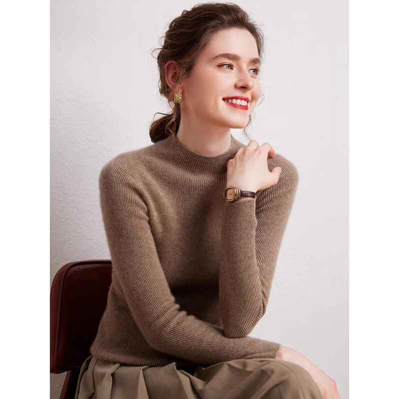 Custom Solid Color Sweater Women Long Sleeve Mock Neck Knit Ladies Pullover Knitwear – Women Sweater and Turtleneck Women Sweater price