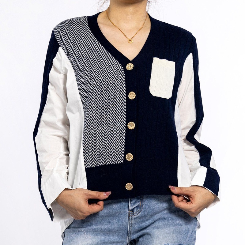 Custom Spring Patchwork Fabric V-Neck Shrug Sweater Casual Knitted Womens Cardigan – Fall Cardigan and Cropped Cardigan price