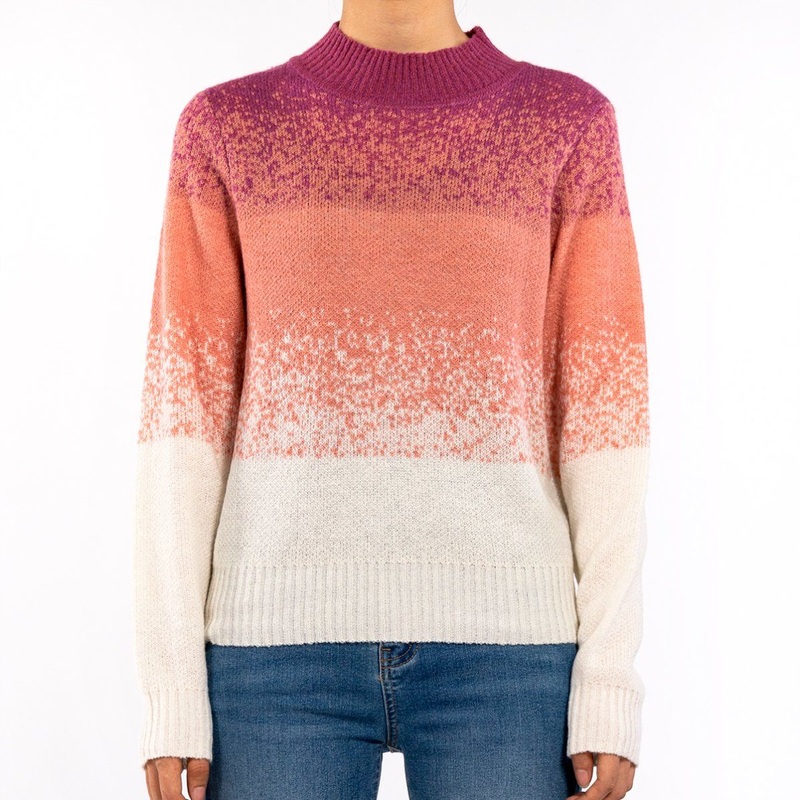 Design Clashing Color High Neck Knit Top Jacquard Fall Sweater for Women – Rainbow Sweater and Design Sweater price