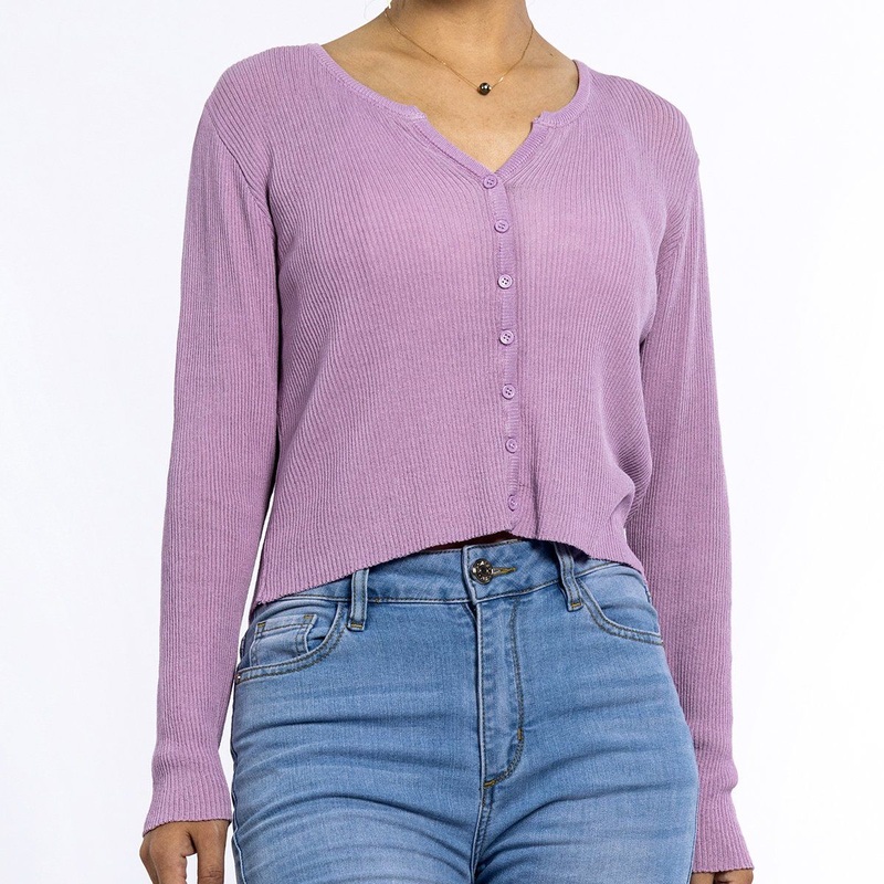 Ladies Litter V-Neck Tops Long Sleeve Knitwear Purple Summer Cardigan for Women – Ladies Sweater and Summer Cardigan price