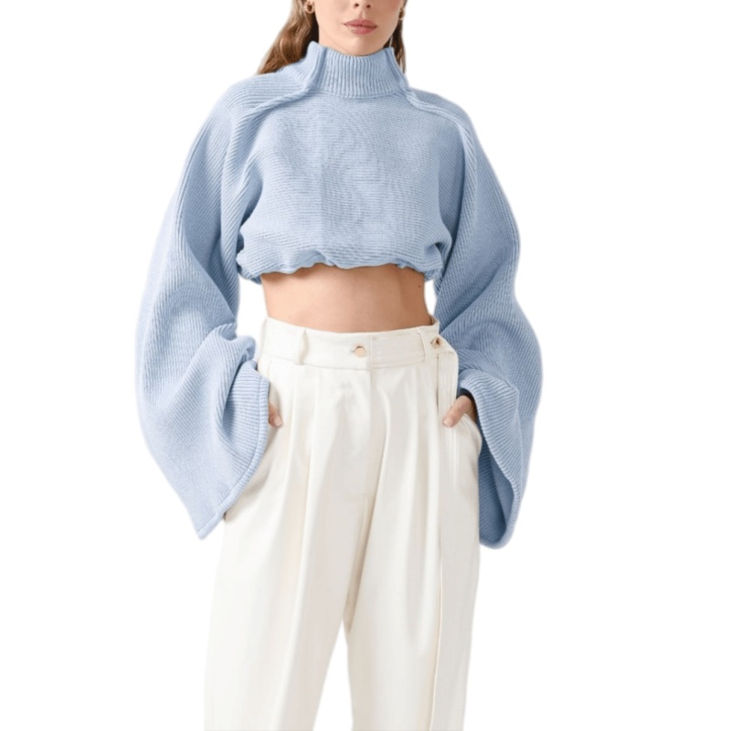 Light Blue Oversized Knit Crop Sweater for Women – Women Clothing and Womens Sweater price