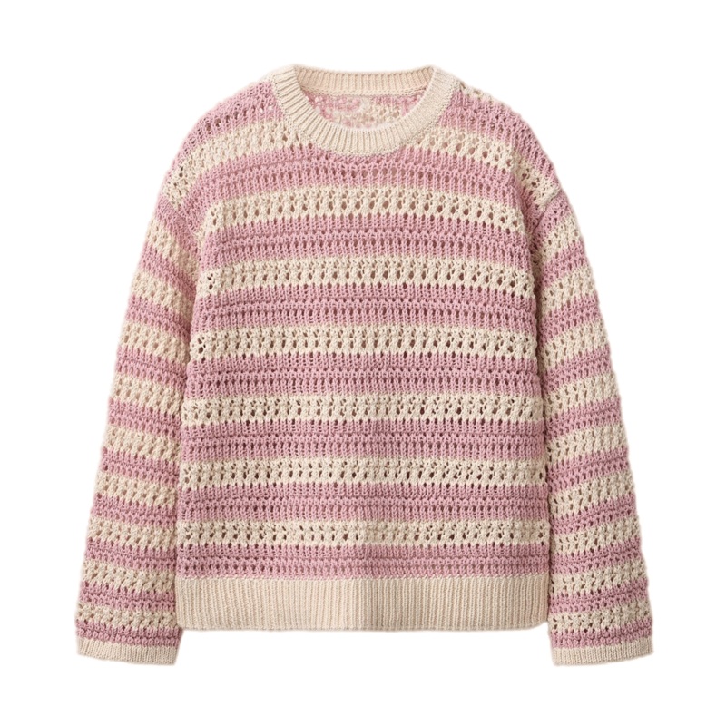 Lightweight Pink Open Knit Stripe Sweater for Women – Ideal for Spring Days – Women Knit Sweater and Lightweight Sweater price