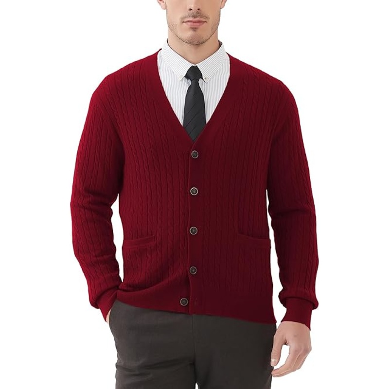 Men Cable Knit V Neck Buttons Cardigan with Pockets – Mens Cardigan Sweater and Cardigan with Pockets price