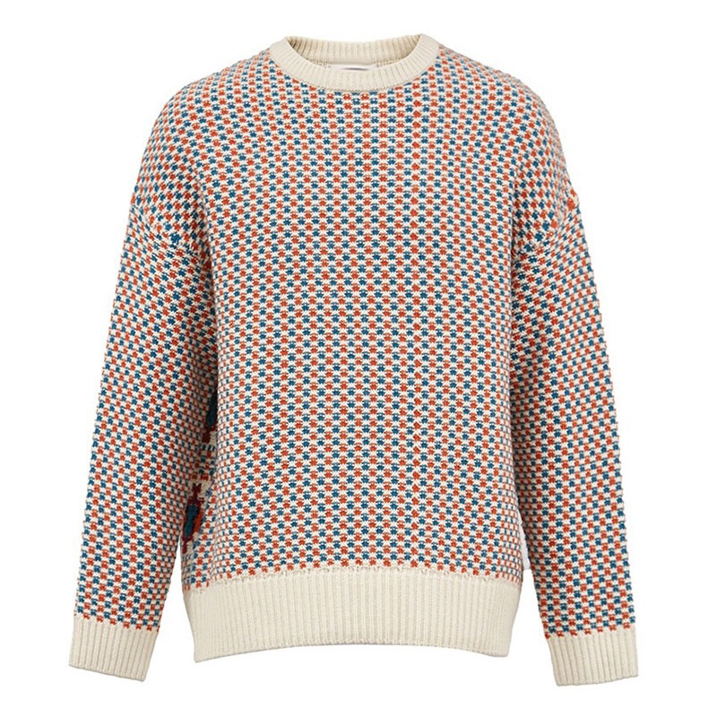 Mens Small Block Jacquard Knitted Pullover Round Neck Jumper – Sweater and Men Sweater price