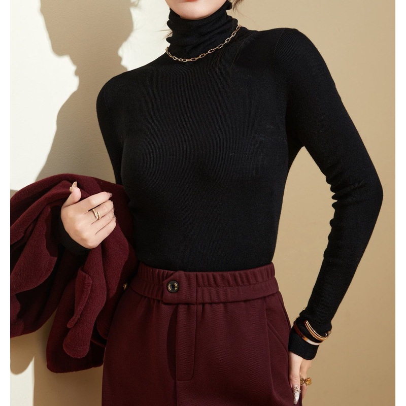 Solid Color Cashmere High Collar Bodycon Pullover Sweater for Women – Wool Sweater and Womens Sweater price