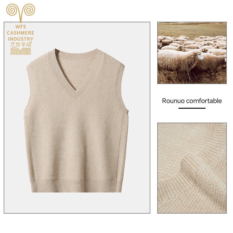 V-Neck Knitted Vest Womens Sweater Autumn and Winter New Korean Loose Wild Sweater Vest Sleeveless Sweater – Sweater and 100% Cashmere price