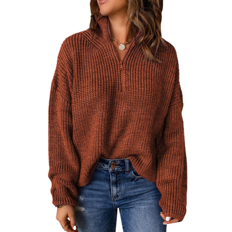 Winter Long Sleeve Turtleneck Zipper Women Tops Pullover Sweater – Fall Sweaters Women and Long Sleeve Sweater price