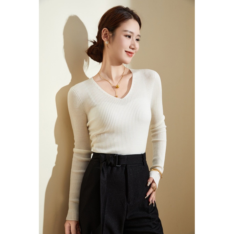 Womens 100% Merino Wool V-Neck Seamless Knitted Top – Wool Sweater and Womens Sweater price