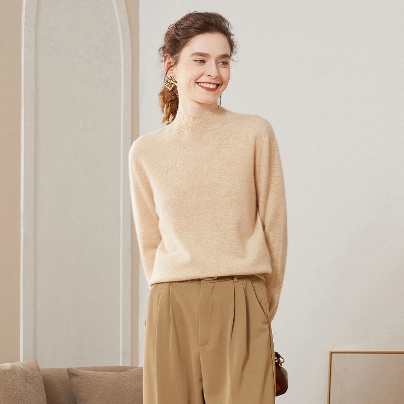 Womens Autumn and Winter Fashion Casual Half High Neck Cashmere Knitted Sweater – Everyday Clothing and Lady Garments price