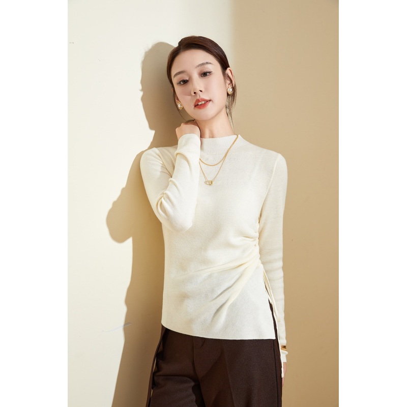 Womens Elegant Side Drawstring Design Jumper Sweater -100% Wool – Wool Sweater and Womens Sweater price