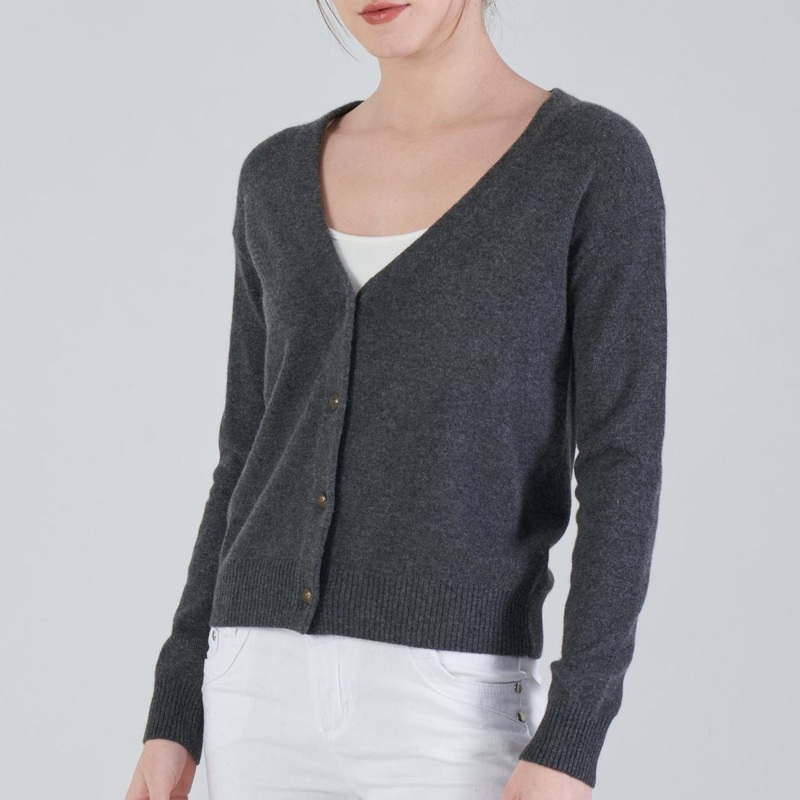 Classic V-Neck Button Front Womens Pure Cashmere Cardigan Sweater – Sweater and Cardigan price