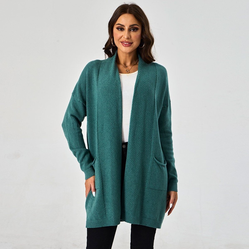 Custom Knitwear Jacqurd Cloak Collar Down Ribbed Long Sleeve Women Cardigan Sweater – Knitted Sweater and Sweater for Women price