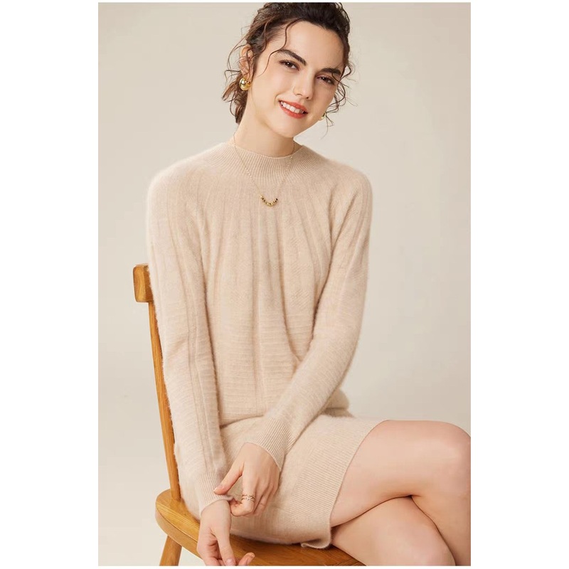 Custom Women Stretchy Knit Slim Casual Long Sleeve Knitted Sweater Dress – Women Sweater Dress and Turtleneck Women Sweater Dress price
