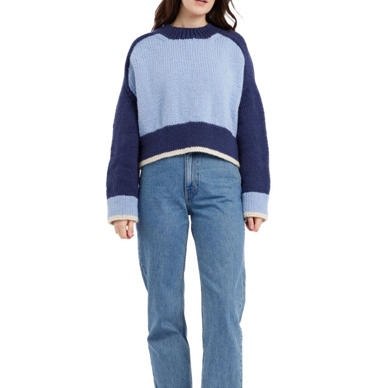 Fashion Navy Blue Knit Pullover Sweater for Women – Crop Women Sweater and Women Pullover Sweater price