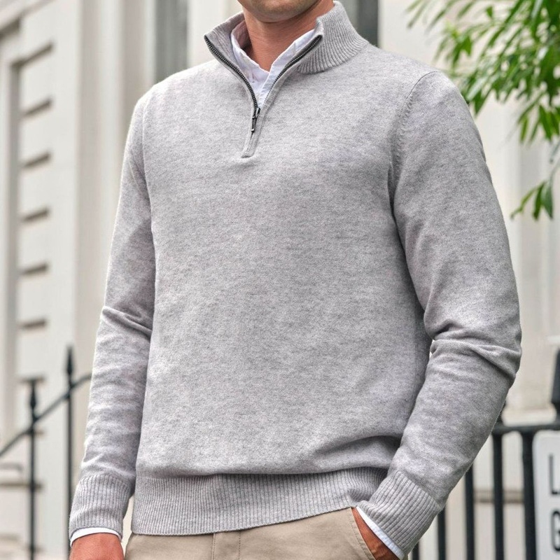 Most-Popular 100% Cashmere Mens Quarter Zip-up Baby-Rib Pullover Sweater – Sweater and Cashmere price