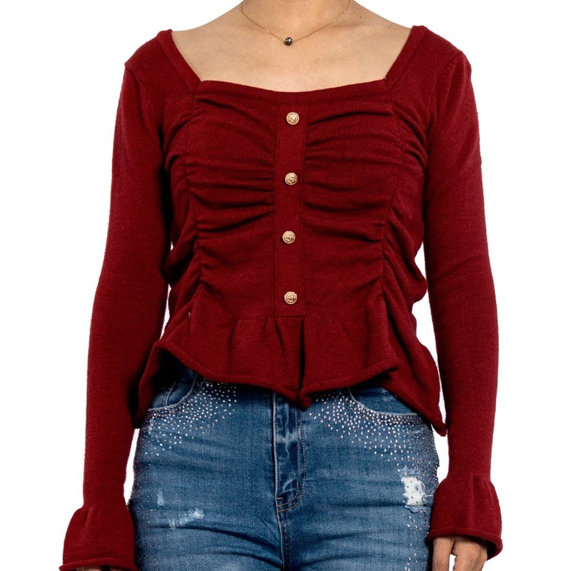 Spring Short Red Strapless Flared Cuffs Crop Tops Sweater Womens Knitwear – Sweater Shirt and Women Sweater price