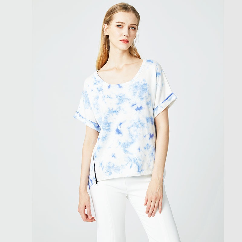 Summer Fashion New Popular Loose Pullover Tie-Dye Side Zipper Sweater – Sweater and Ladies Sweater price