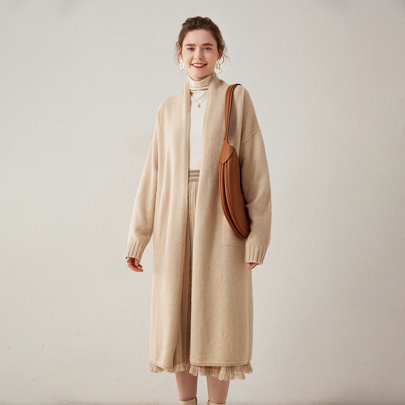 Wholesale Cardigans Vintage De Colores Full Neck Knitted Oversized Wool Fashion Front Open Maxi Robe Cardigan with Side Pockets – Front Open Maxi Robe Cardigan and Women Cardigan price