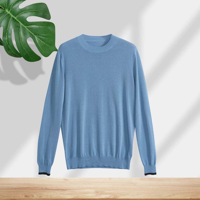 Winter Crew Neck 100%Cashmere Blank Knitted Casual Plain Pullover Long Sleeve Mens Sweaters – Men Sweater and Cashmere Sweater price