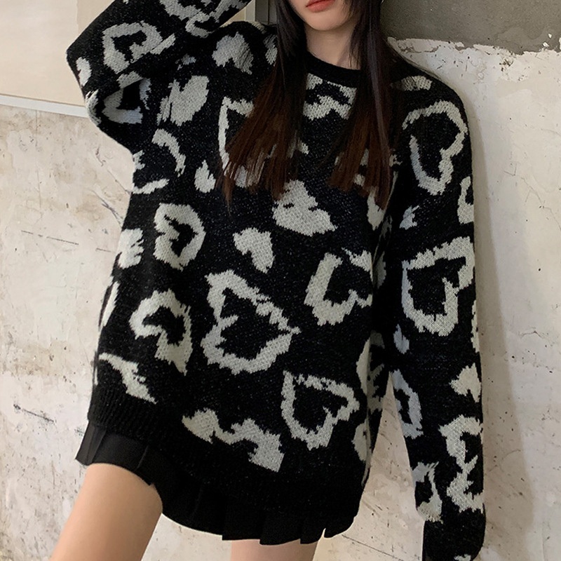 Winter Women O-Neck Pattern Loose Knit Pullover Sweater – Design Sweater and Women Knit Sweater price