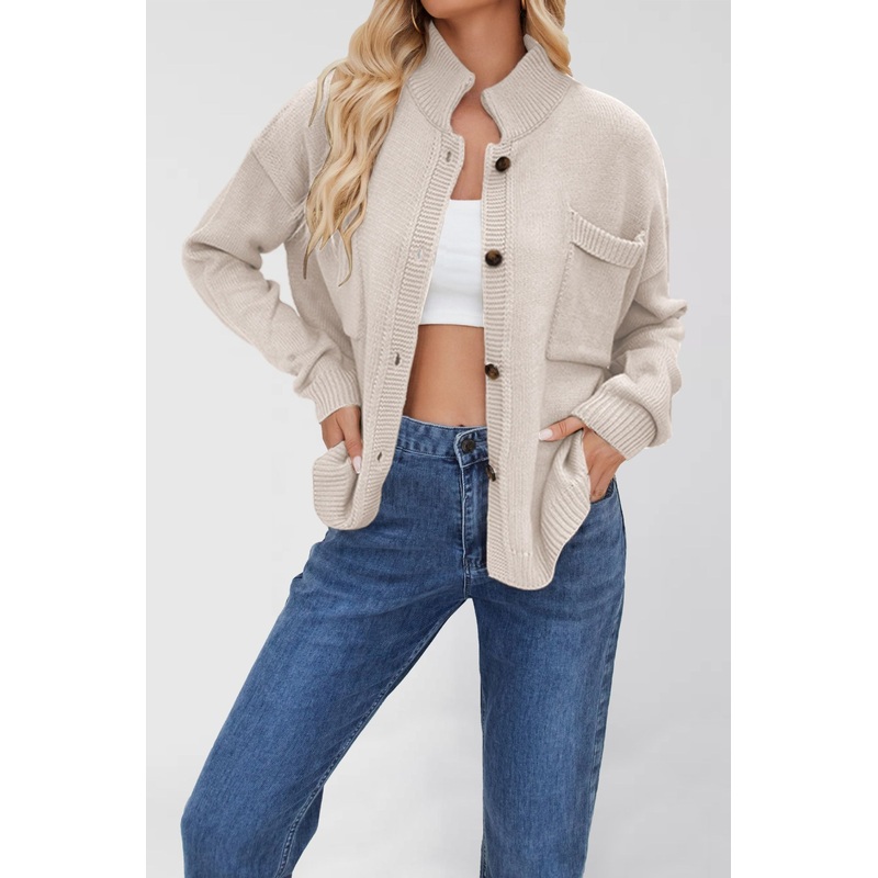 Women Knitted Jacket Solid Color Button Cardigan Sweater – Cardigan Sweater and Women Sweater price