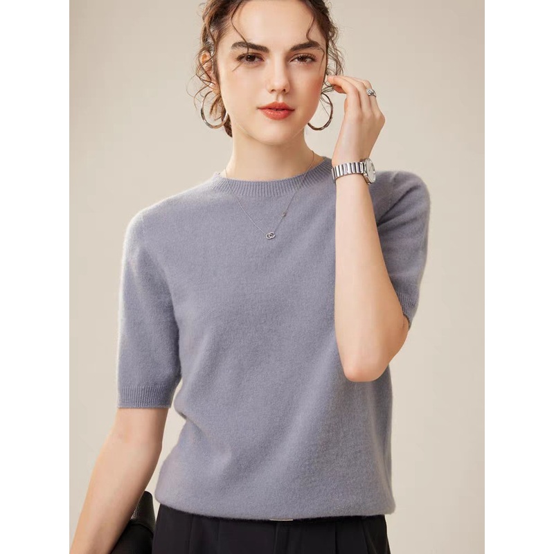 Women S Plain Color Short-Sleeve Sweater Crew Neck Summer Knit Short-Sleeve Crew Neck Sweater for Summer – Women Sweater Short Sleeve and Turtleneck Women Sweater price