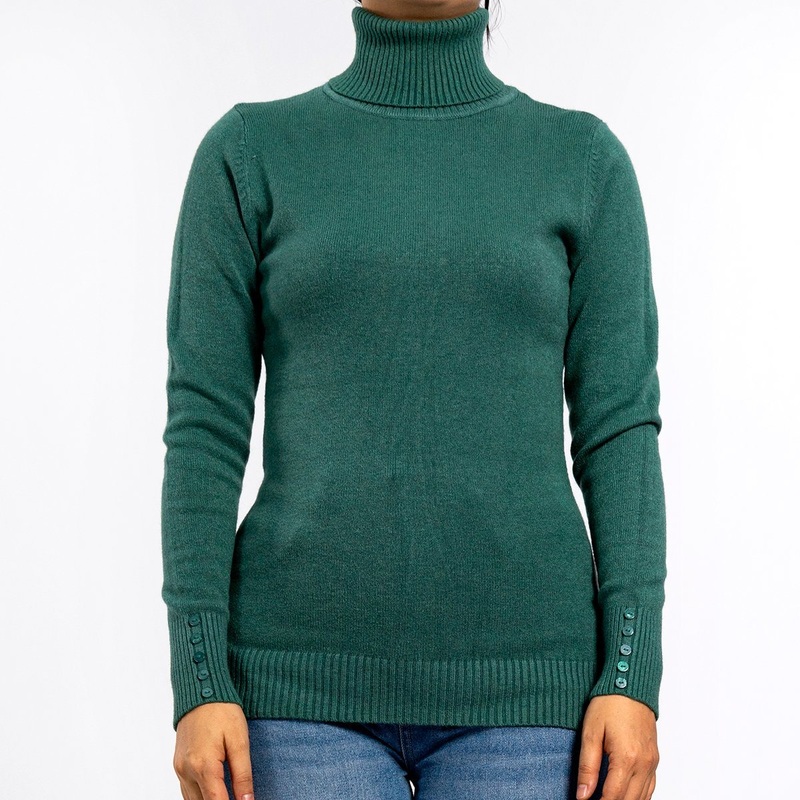 Womens Winter Green High Neck Warm Slim Long-Sleeved Pullover Sweater Knit Top – Solid Color Sweater and Women Sweater price