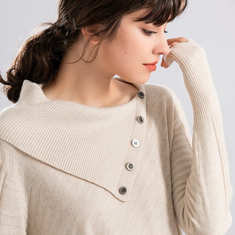2025 Hot Sale Women Turnover Neck Casual Outer Wear Winter Jumper Sweater – Loose Sweater and Pullover Sweater price