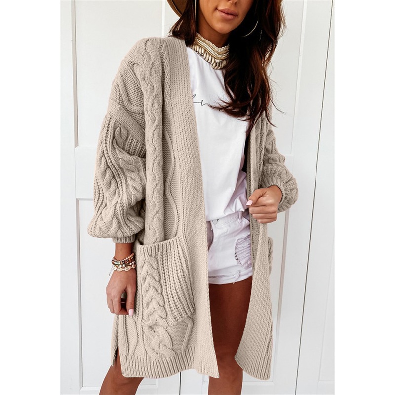 Autumn Winter Women Long Soild Color Knitted Cashmere Cardigan Sweater – Long Knitted Cardigan and Cardigan Sweater price