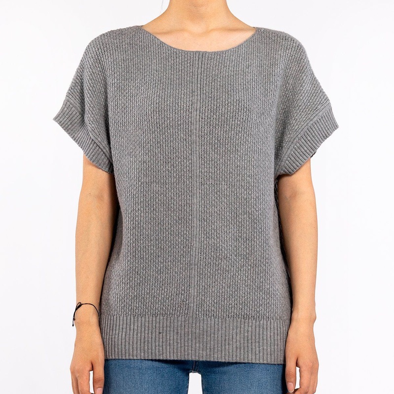 Casual Gray Crew Neck Knit Top Short Sleeve Sweater for Women – Knit Shirts and Womens Sweaters price