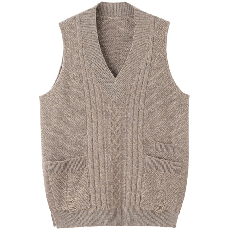 Deep V Neck Womens Sweater Vest Cashmere Vest with 2 Bottom Pockets – Cashmere Sweaters Vest and Deep V Neck Vest price