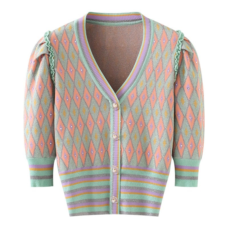 Ladies Knitted Cardigan with Jacquard Pattern Fashion Sweater – Sweater and Knitwear price