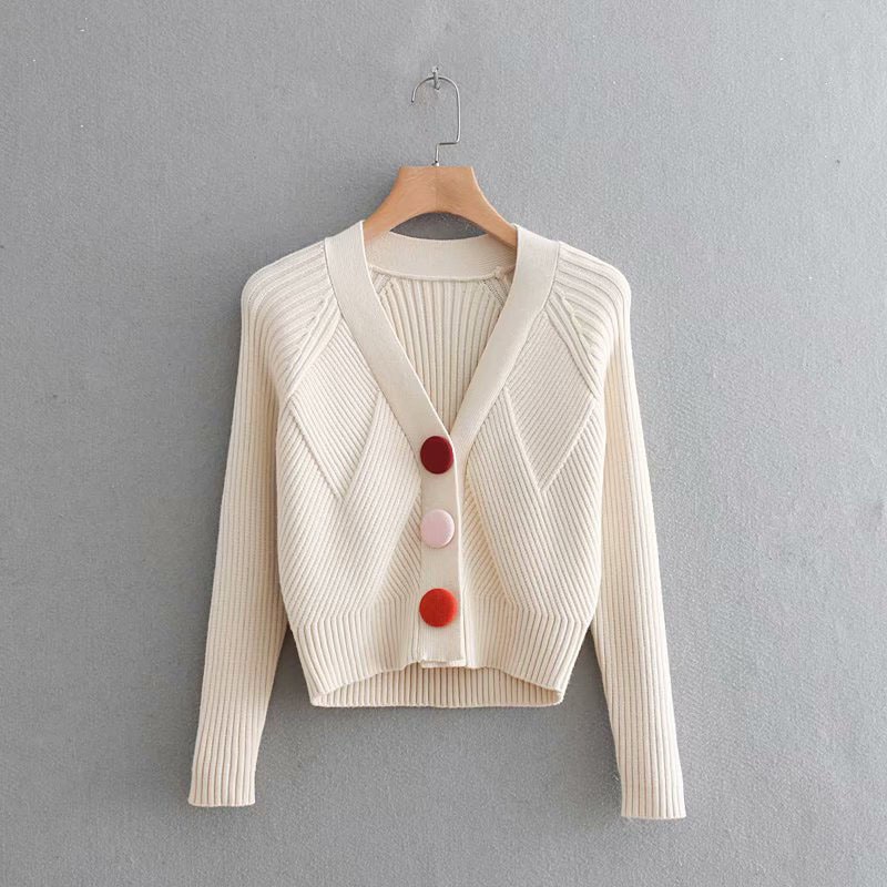 Ladys Striped Large Button Elegant Personalized Ladys Daily Commuter Cardigan – Sweater and Ladies Sweater price