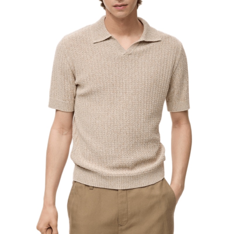 Light Brown Color Short Sleeve Polo Knit Men Sweater – Polo Sweater and Men Short Sleeve Sweater price