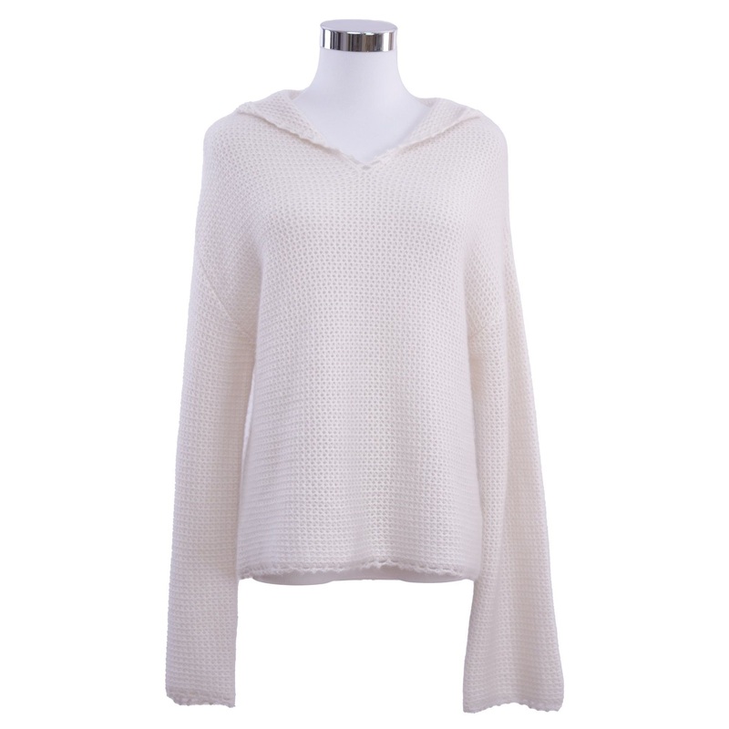 Luxurious Womens White 100% Cashmere Hooded Pullover Sweater for Autumn/Winter – Pullover Sweater and Womens Sweater price