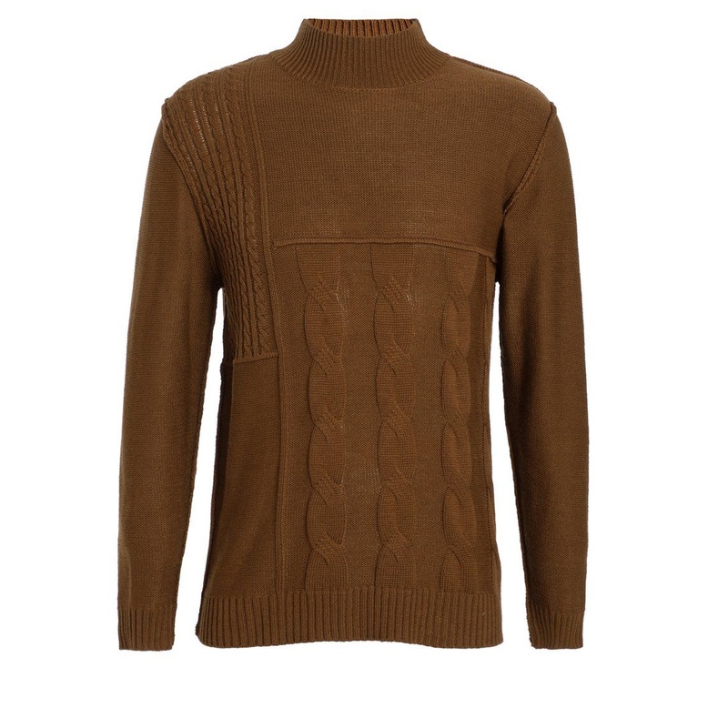 New Fashion 2025 Winter Mens Long Sleeve Maillard Coffee Color Pullover Jumper Sweater – Maillard Sweater and Pullover Sweater price