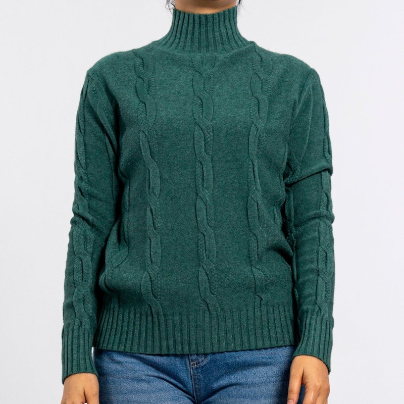 Round Neck Twist Texture Dyed Long Sleeve Knit Tops Pullover Green Sweaters for Women – Casual Sweater and Ladies Sweater price
