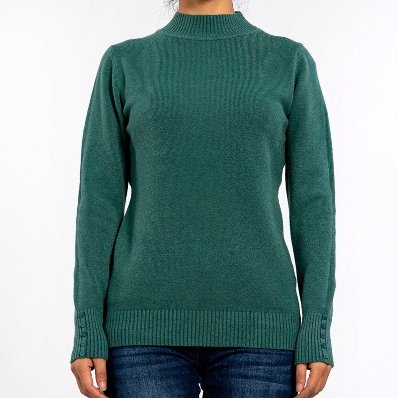 Spring Green Round Neck Bottoming Button Long Sleeve Pullover Knit Sweater Women Tops – Sweater for Women and Ladies Sweater price