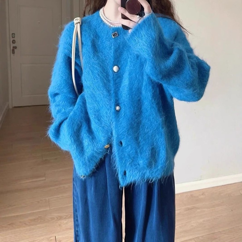 Spring Korean Casual Cardigan New Trend Korean Womens Sweater Button Knitted Neck Cardigan for Autumn – Knitted Neck Cardigan and Women Cardigan Coat price