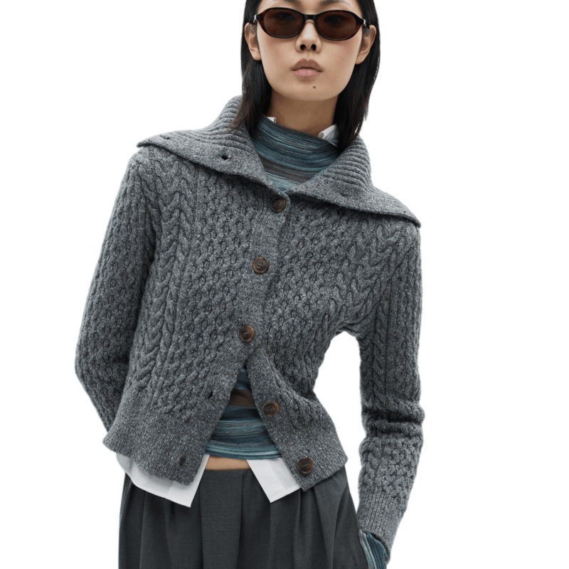 Stylish Grey Cable Knit Cardigan Sweater for Women – Cable Knit Sweater and Women Cardigan Sweater price